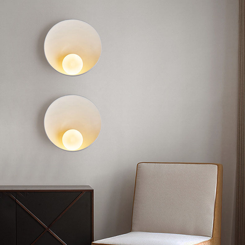 Modern Minimalist Round Wall Sconce | Resin &amp; Iron Accent Light