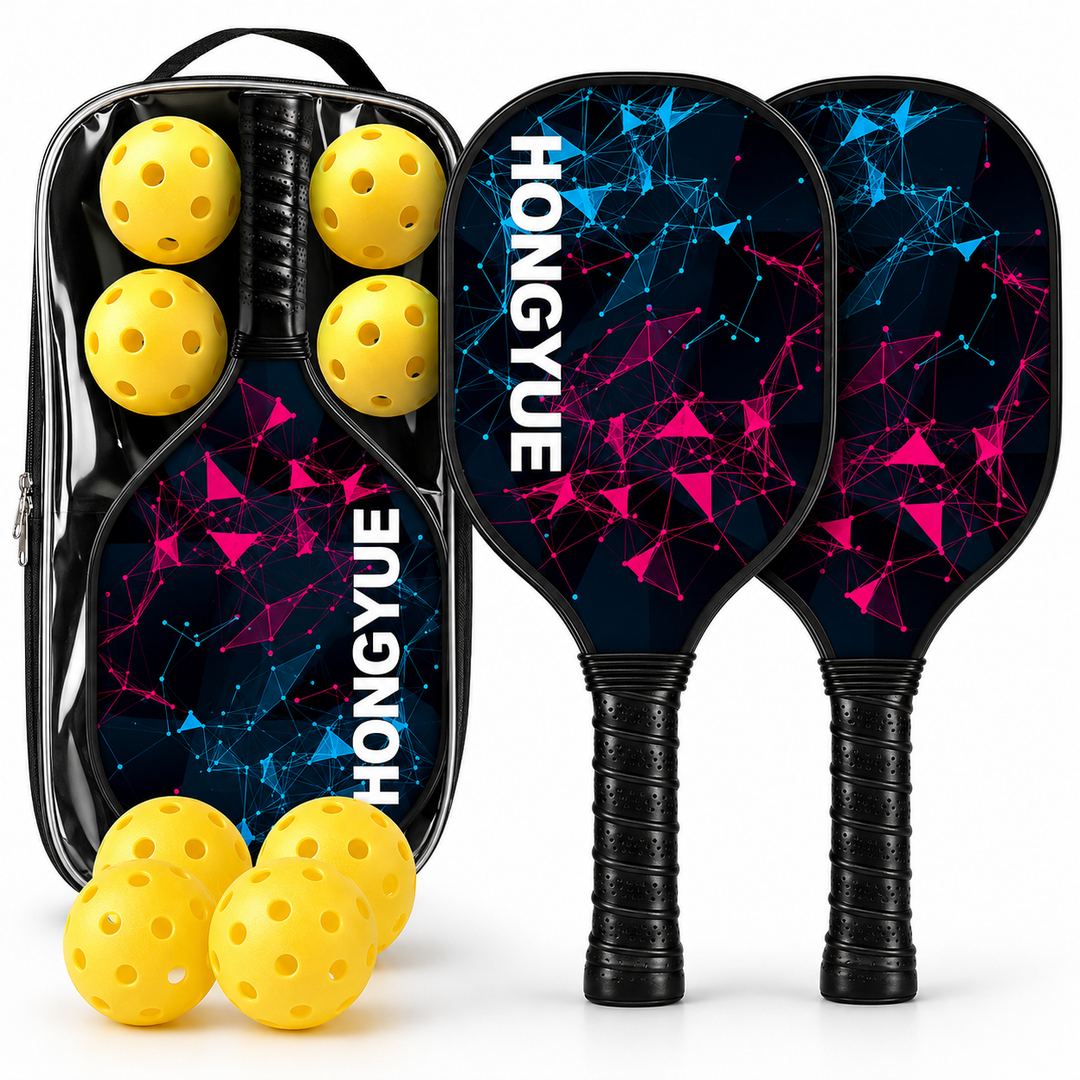 Pickleball Paddle Set Fiberglass Lightweight Rackets Balls