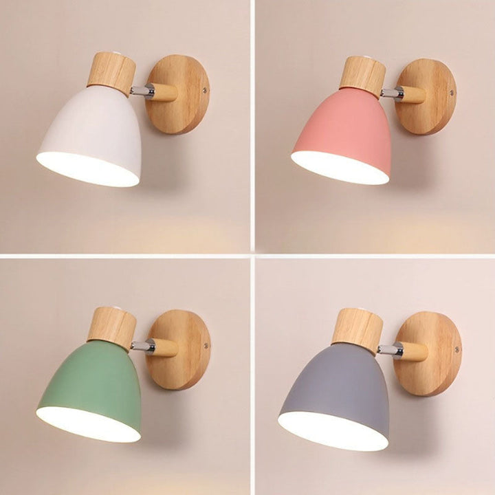 Modern Minimalist Wall Sconce | Wood &amp; Iron Macaron Lamp