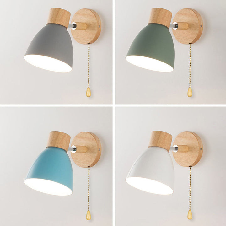 Modern Minimalist Wall Sconce | Wood &amp; Iron Macaron Lamp