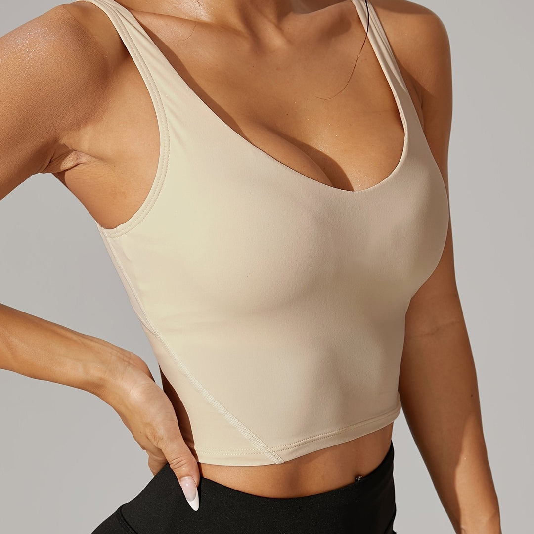 Pickleball Backless Crop Tank V Neck Stretch Athletic Top
