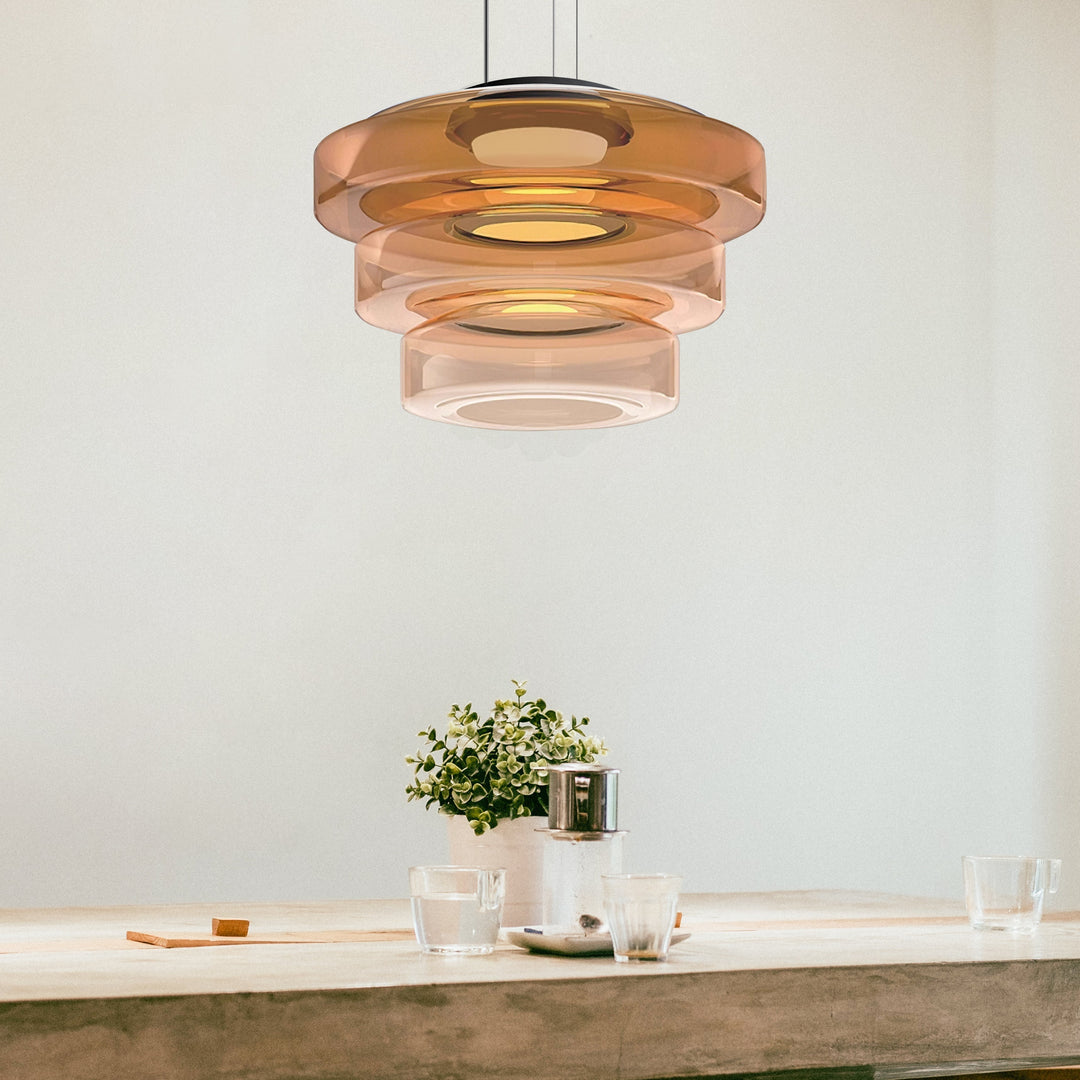Bauhaus Glass Pendant Light | Modern Layered LED Hanging Lamp