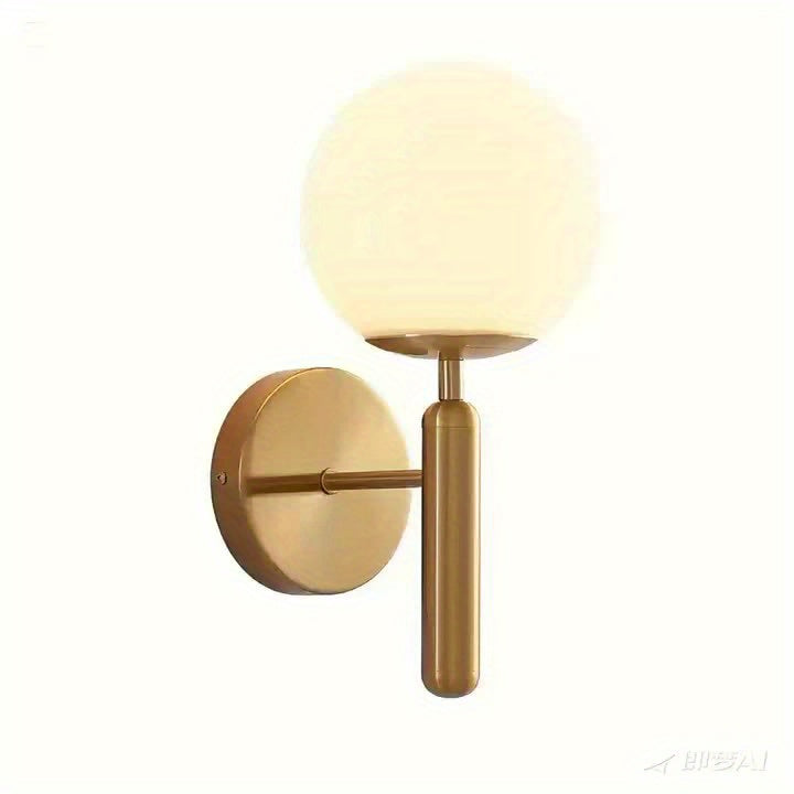 Modern Glass Globe Wall Sconce | Polished Metal Semi-Flush Mount Fixture
