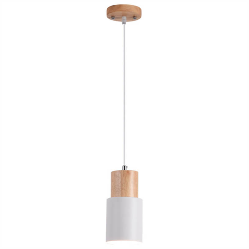 Nordic Macaron Cylinder Pendant Light | Modern Wood &amp; Metal Design