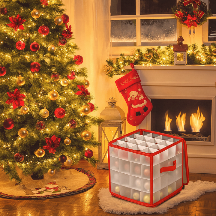 Ornament Storage Box Clear Plastic Christmas Decoration Organizer