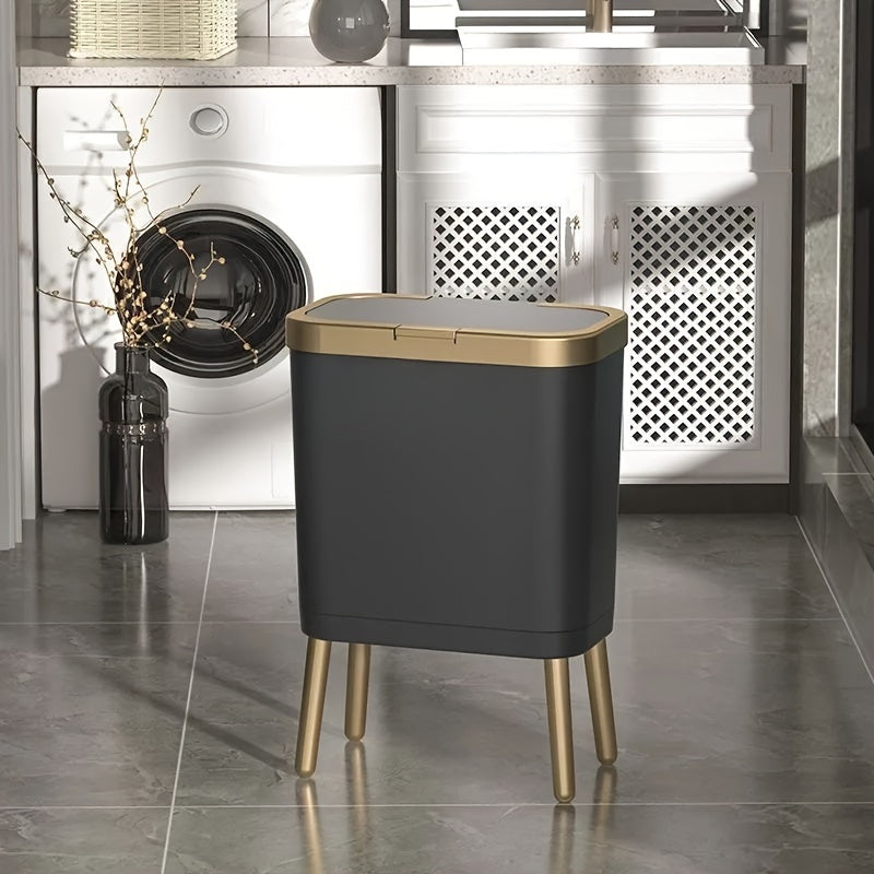 15L Modern Odour-Sealing Trash Can with Elevated Legs | Stylish Waste Bin for Kitchen, Living &amp; Bathroom