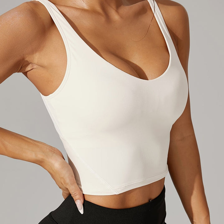 Pickleball Backless Crop Tank V Neck Stretch Athletic Top