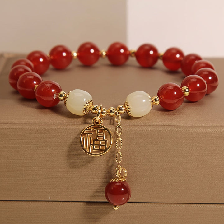 Beaded Bracelet Mothers Day Gift Natural Stone Red jewelry