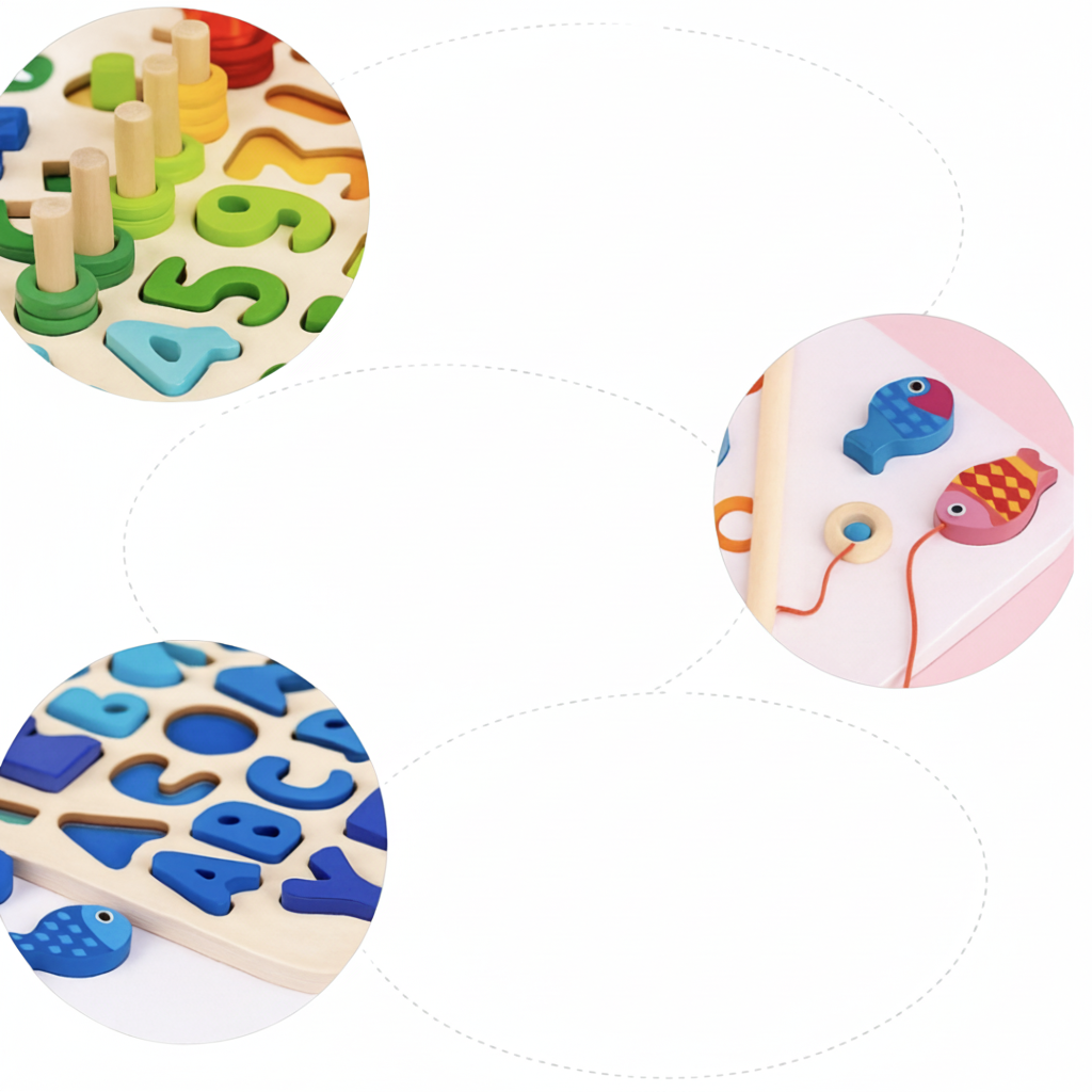 Montessori Wooden Activity Board Learning Toy Toddlers