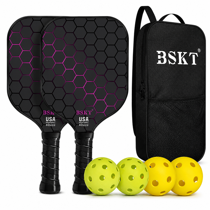 Pickleball Paddle Set Fiberglass Lightweight Rackets Balls