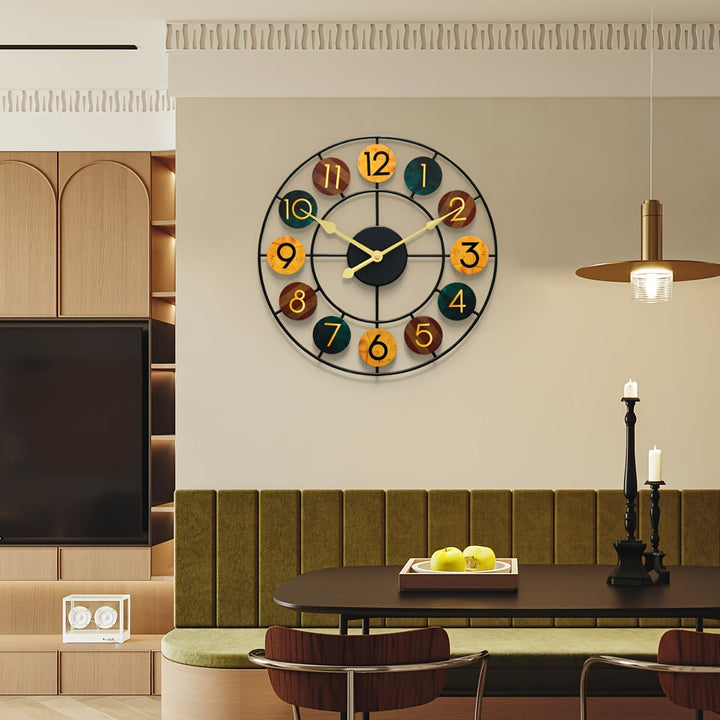 colorful Metal Wall Clock | Retro Iron Design