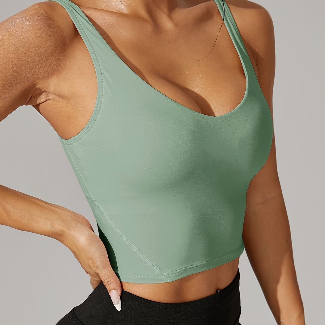 Pickleball Backless Crop Tank V Neck Stretch Athletic Top