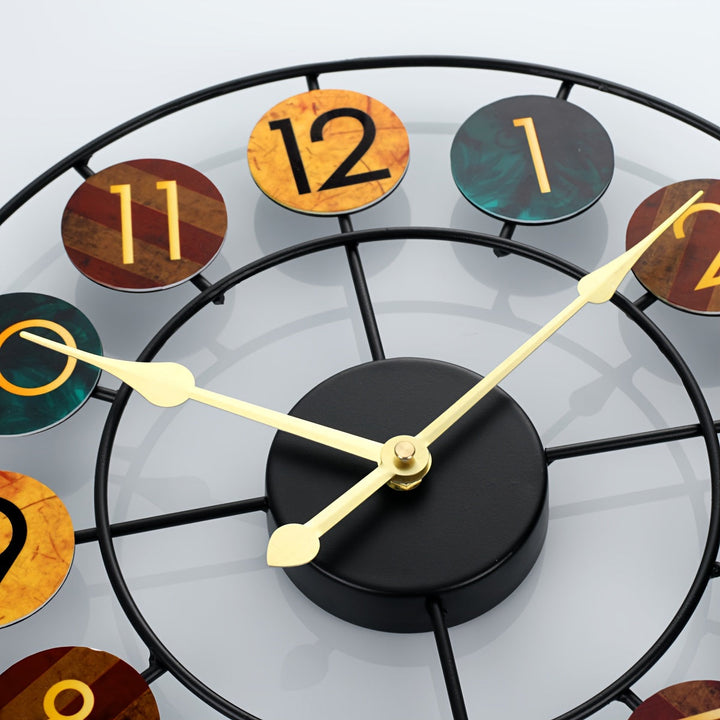 colorful Metal Wall Clock | Retro Iron Design