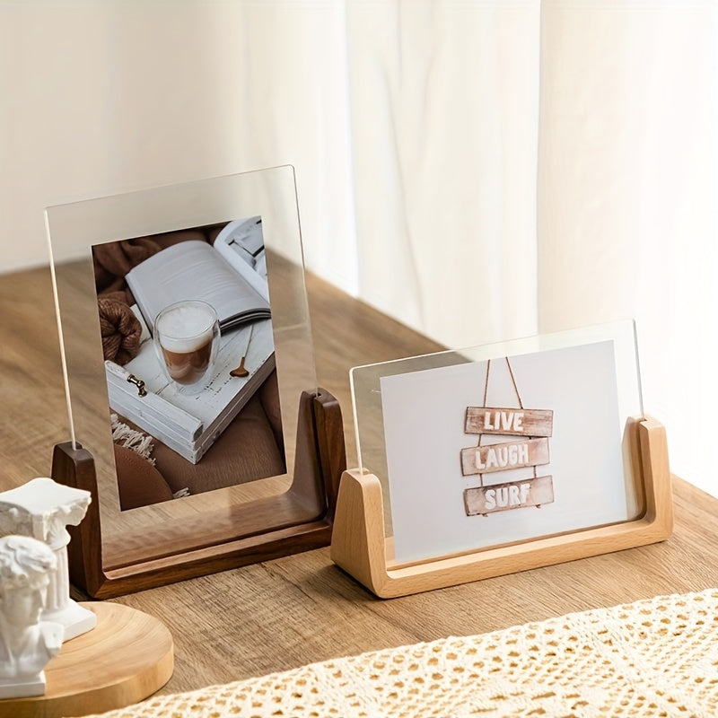U-Shaped Acrylic &amp; Wood Photo Frame | Modern Minimalist Display