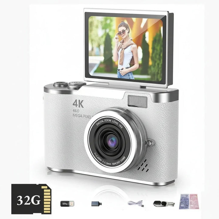Digital Camera 4K Flip Screen 48MP 8X Zoom Compact Photo Video