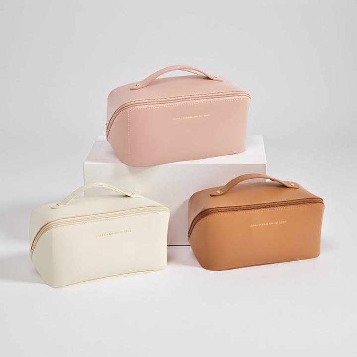 Makeup Bag Travel Organizer PU Shell Cosmetic Case Large Capacity