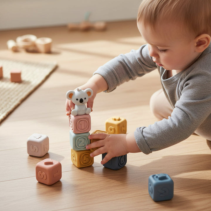 Baby Stacking Toy Sensory Teething Cubes Soft Educational Blocks
