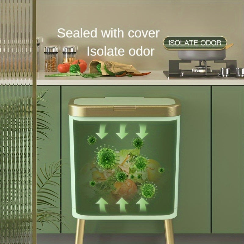 15L Modern Odour-Sealing Trash Can with Elevated Legs | Stylish Waste Bin for Kitchen, Living &amp; Bathroom