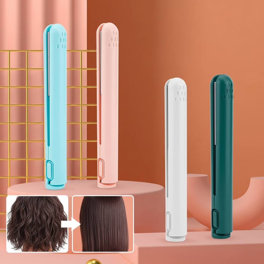 Hair Straightener Cordless Mini Curling Iron Portable Ceramic Styler
