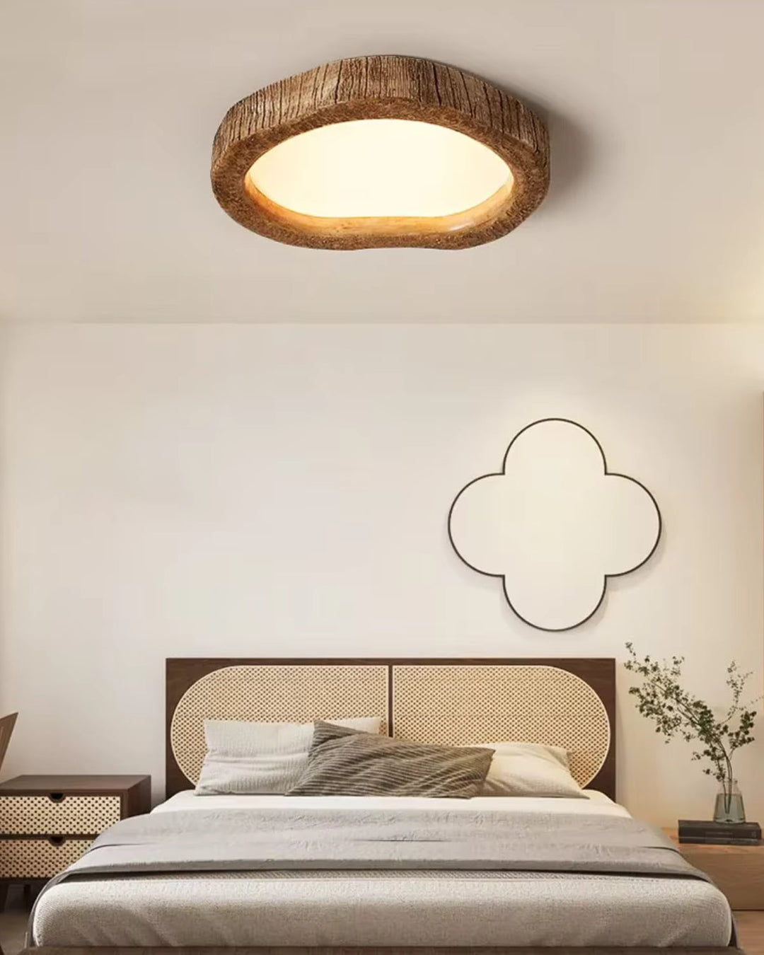 Le Halo Bois Ceiling Light | Rustic Wood-Inspired LED Lamp
