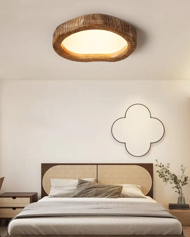 Le Halo Bois Ceiling Light | Rustic Wood-Inspired LED Lamp