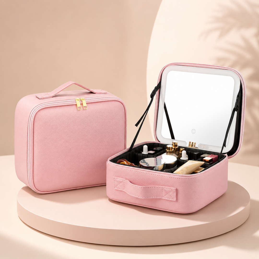 Makeup Case Travel Cosmetic Organizer Mothers Day LED Mirror Box