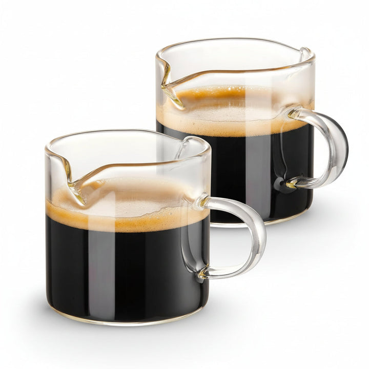 Espresso Cups Glass Double Spout Measuring Cup 4oz Coffee Pitcher