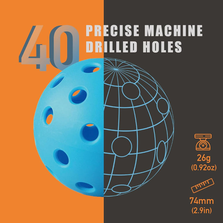 Pickleball Balls Outdoor Durable High Visibility 6 Pack Set