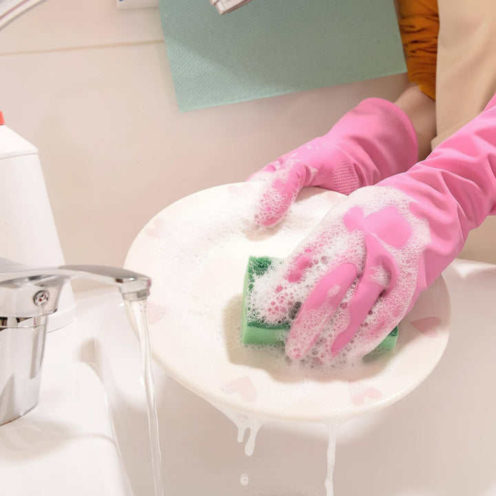 Rubber Gloves Set Kitchen Cleaning Gardening Non Slip Protection