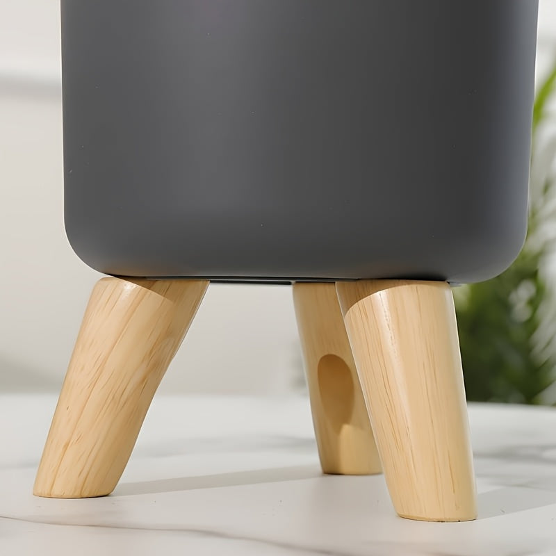 Modern Round Planter with Wooden Legs | Indoor &amp; Outdoor Decorative Plant Pot