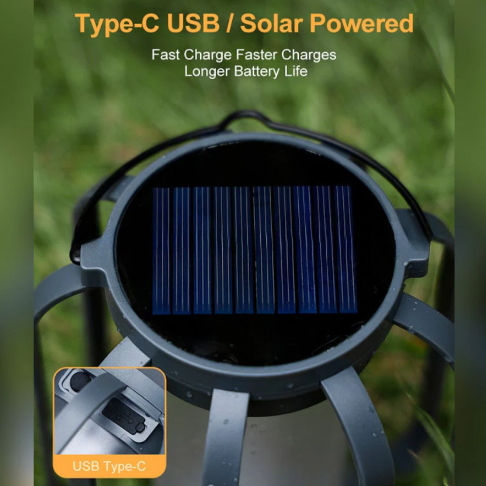 Solar Lantern Outdoor Hanging Light Flame Effect Garden Decor