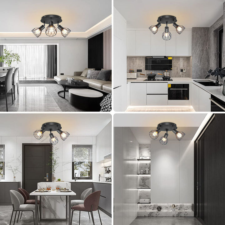 Industrial Adjustable Black Spotlight Ceiling Light | Vintage Functionality