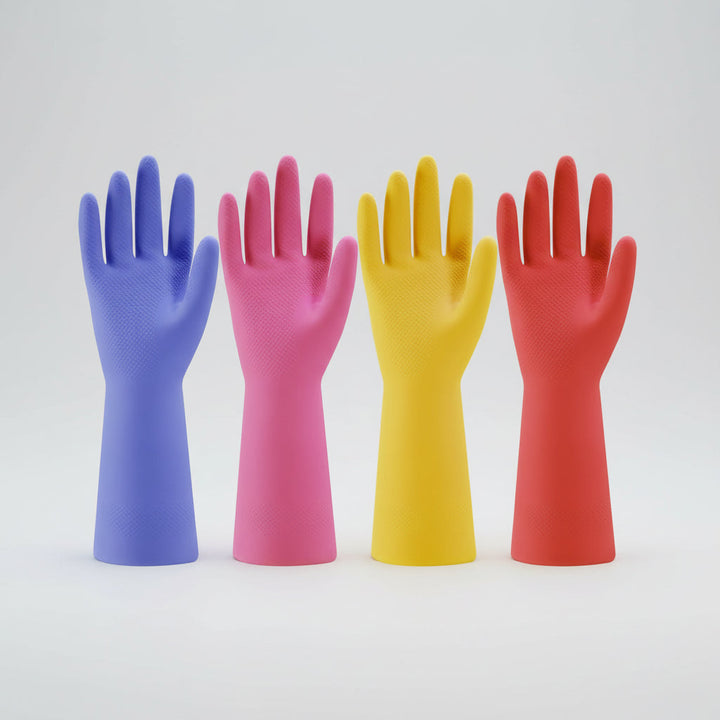 Rubber Gloves Set Kitchen Cleaning Gardening Non Slip Protection