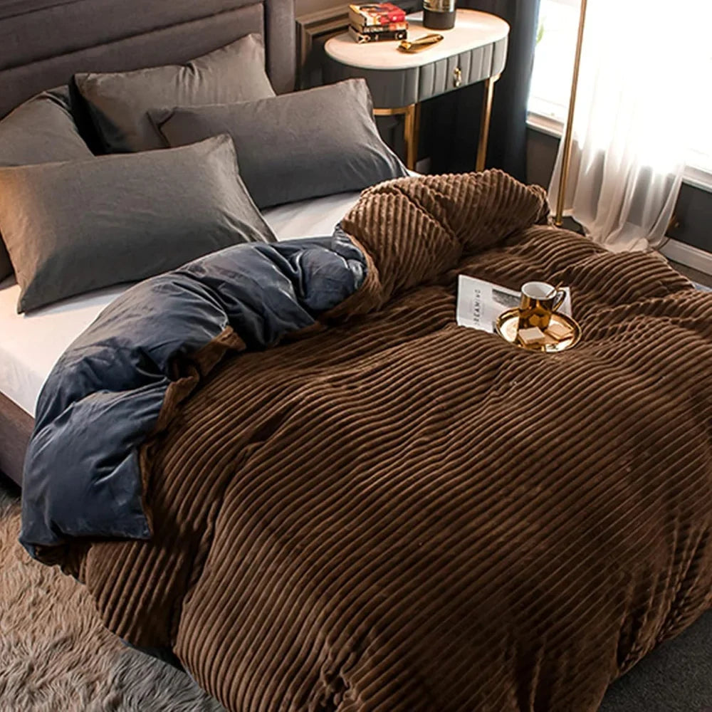 Bedding Duvet Cover Set Plush-Style Winter Bedspread Design