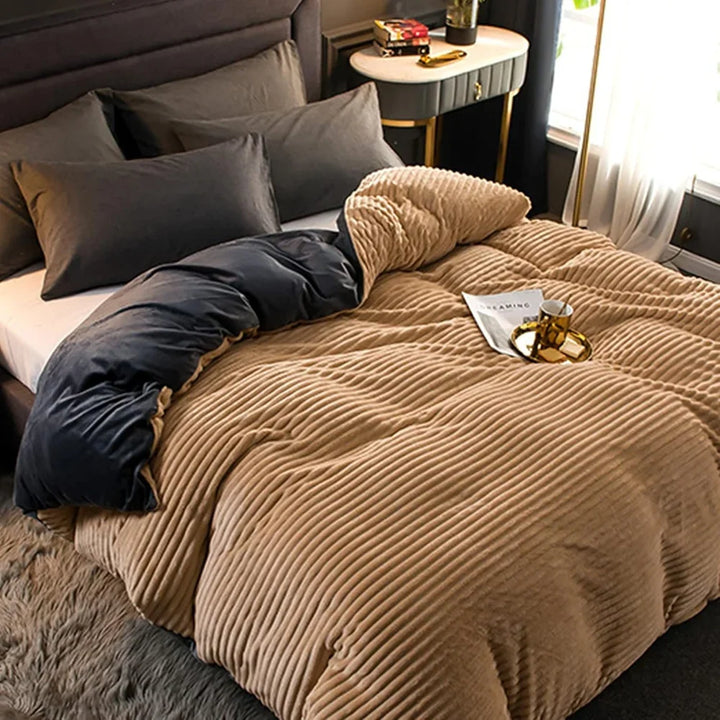 Bedding Duvet Cover Set Plush-Style Winter Bedspread Design