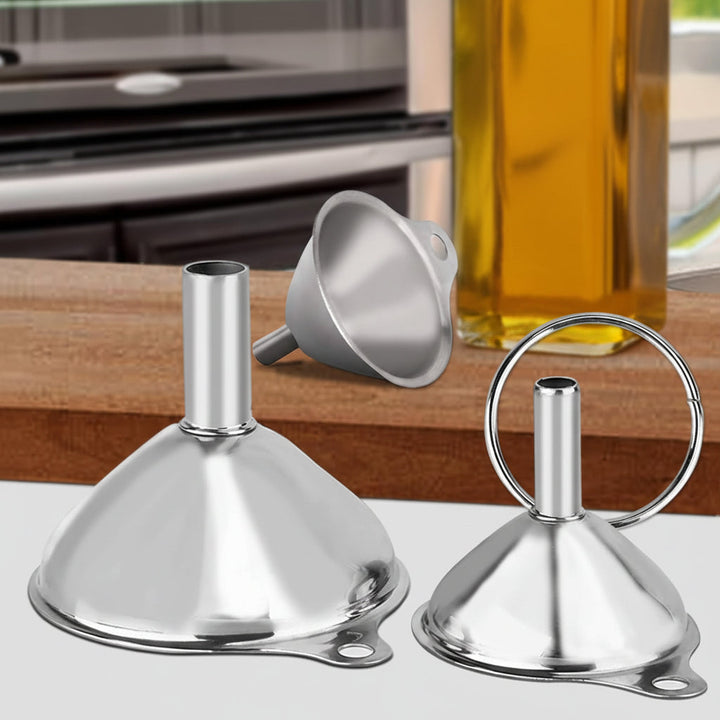 Stainless Steel Funnel Set 3 Sizes Kitchen Bottles Spices