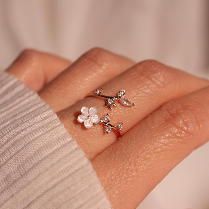 Ring Birthstone Flower Adjustable Cubic Zirconia Mothers Day Gift