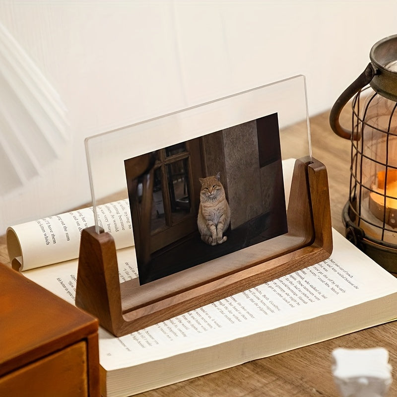 U-Shaped Acrylic &amp; Wood Photo Frame | Modern Minimalist Display