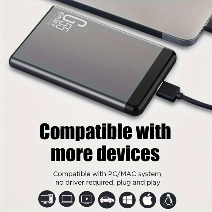 External Hard Drive Portable SSD USB Slim Storage Backup Drive