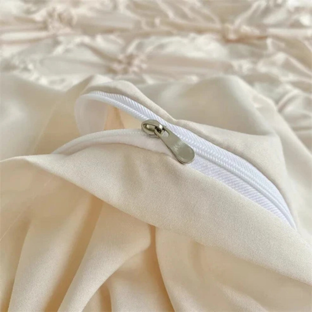 Quilt Cover Set Floral Pleated Bedroom Bedding