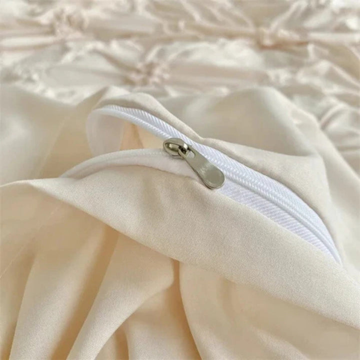 Quilt Cover Set Floral Pleated Bedroom Bedding