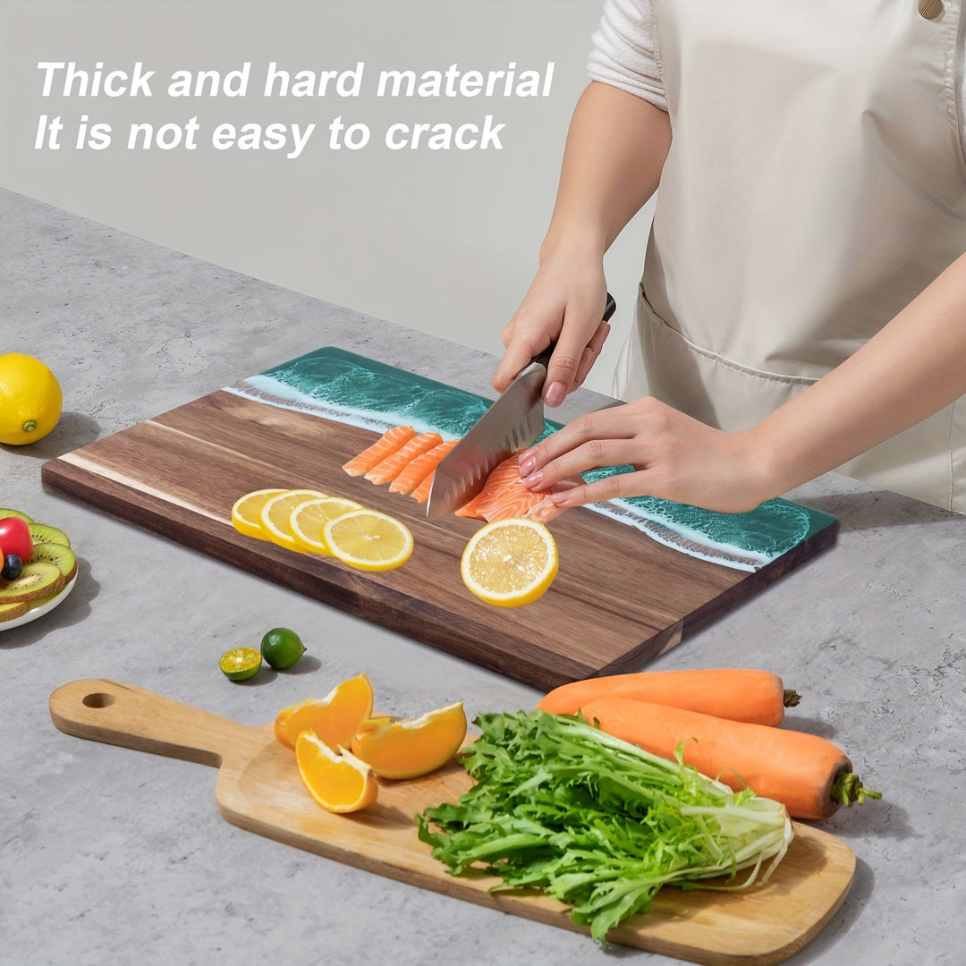 Wave Resin Cutting Board | Ocean-Inspired Acacia Wood Cheese &amp; Serving Board
