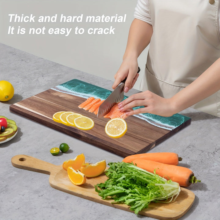 Wave Resin Cutting Board | Ocean-Inspired Acacia Wood Cheese &amp; Serving Board