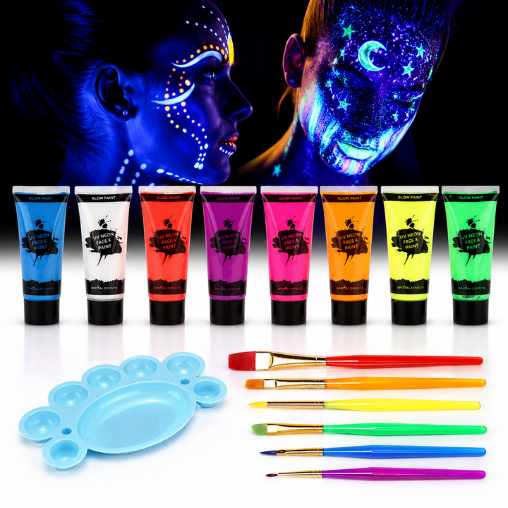 Glow Dark UV Body Paint Set Parties Festivals