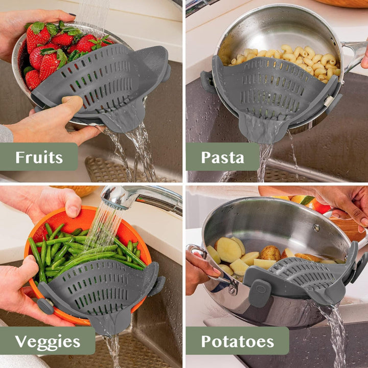 Kitchen SSneaker Clip Style Pot Pasta Colander Silicone