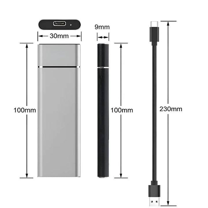 External Hard Drive Aluminum Portable Storage Device