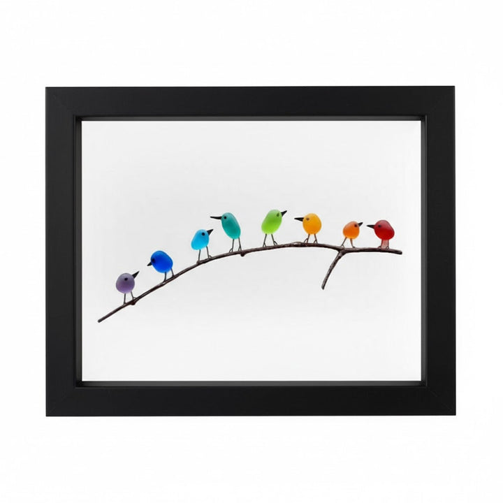 Wall Art Picture Frame Sea Glass Bird Driftwood Coastal Display