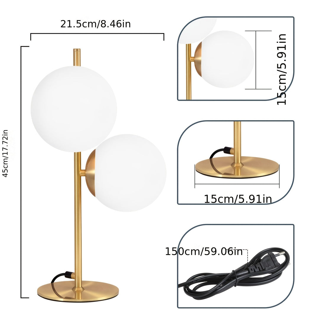 Modern Golden Table Lamp | White Glass Globe Design