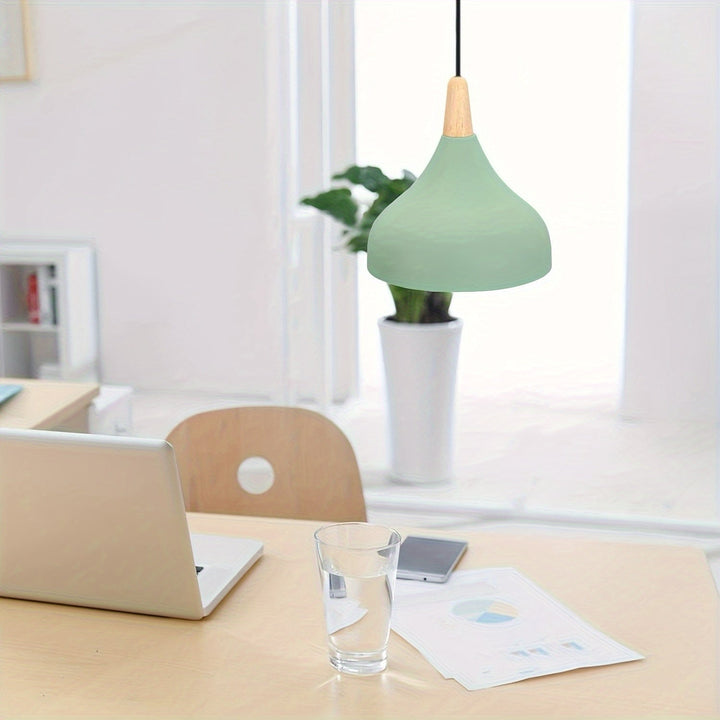 Modern Teardrop Pendant Light | Metal &amp; Wood Hanging Lamp