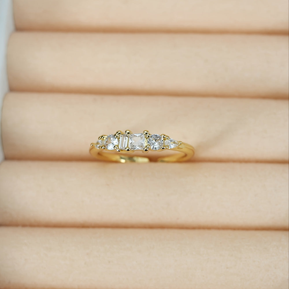 Mothers Day Gold Ring Set Stackable Rhinestone Boho Rings